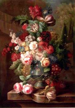 Floral, beautiful classical still life of flowers.066